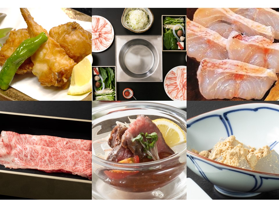 近江牛・バームクーヘン豚・金目鯛の贅沢食べ比べコース