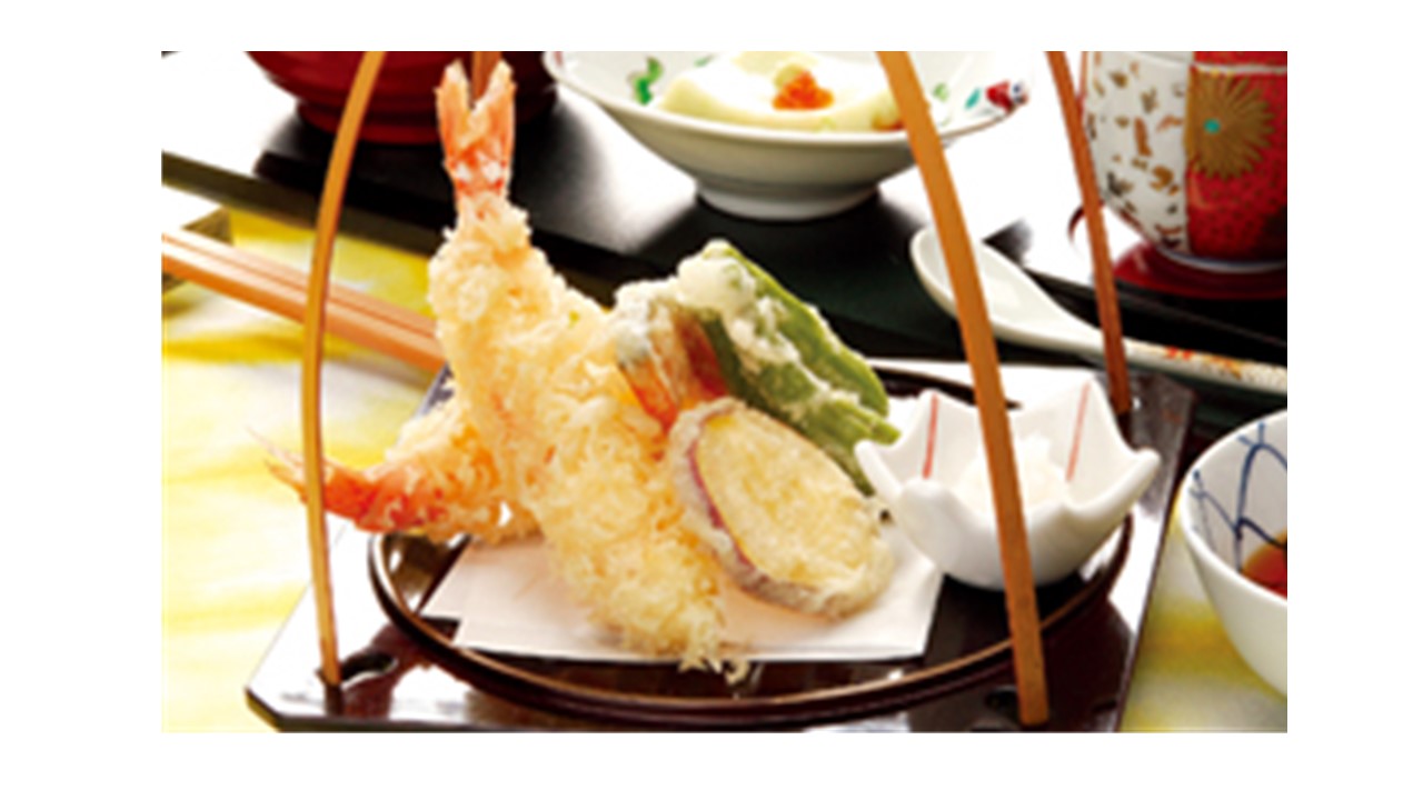 つゆしゃぶと天然海老の天ぷらランチ